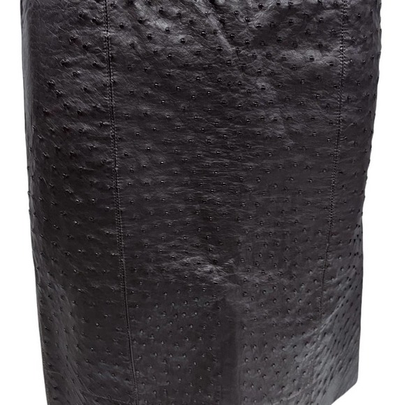 VTG Retro 80s FENDI OSTRICH Leather HIP HUGGER Pencil SKIRT IT SZ 42- US 6 - Picture 10 of 10